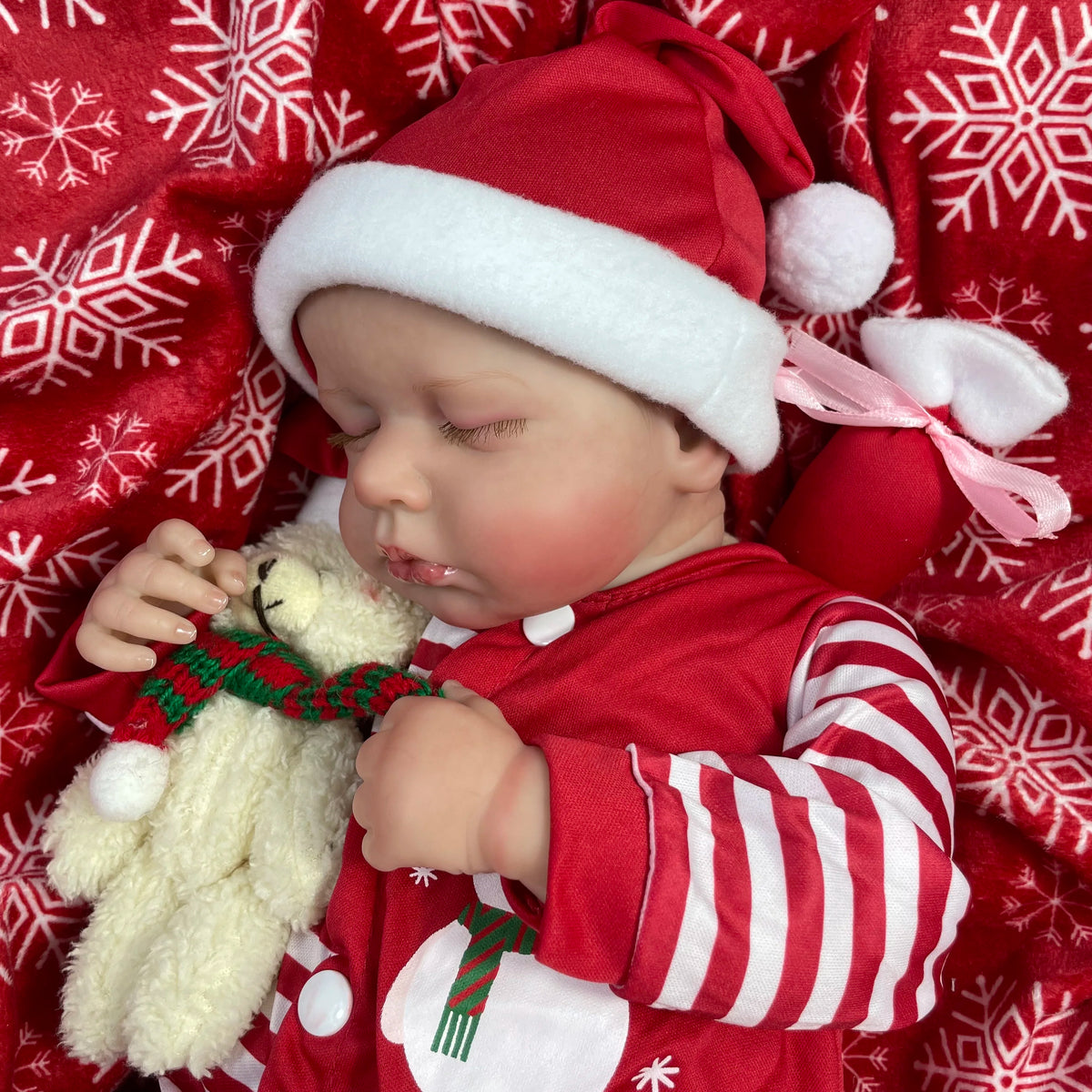 Close-up of Holly's sleeping face and lashes