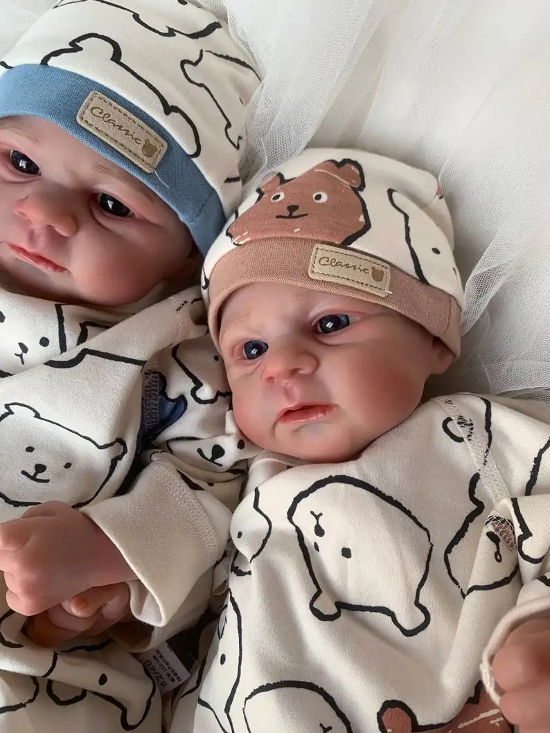 Close-up of the reborn twins' faces